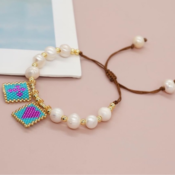 Artisan Beaded Bracelet with Pearls - Picture 2 of 2